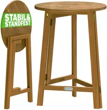 Casaria Stehtisch 2er-Set klappbar, Akazie, rund Ø80cm, 110cm hoch (997987)