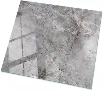 Tulup Tischplatte ESG quadratisch Marmormuster grau 50x50cm