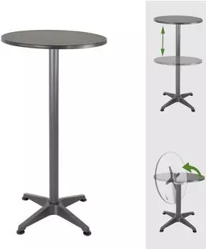 Baumarktplus Bistrotisch 2in1 klappbar höhenverstellbar 70/115cm Ø60cm anthrazit (8945)