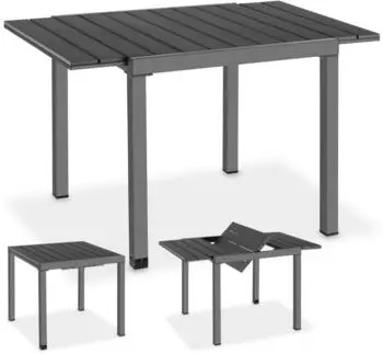 TecTake Inca Gartentisch Aluminium, ausziehbar, schwarz, Holzoptik (406516)