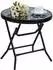 LuxusKollektion Klappbarer runder Beistelltisch Glas/Metall, schwarz, 46x46x48cm