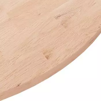 vidaXL Runde Tischplatte Massivholz Eiche, unbehandelt, Ø90x1,5cm (342899)