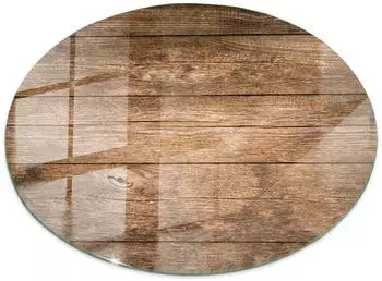Tulup Runde Glasplatte Holzstruktur-Dekor, geh&auml;rtet, &oslash;50cm (010010820100000007856)