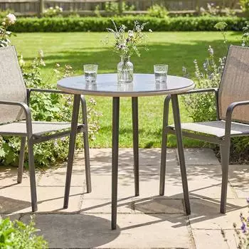 Outsunny Gartentisch rund, Stahl & PE-Rattan, grau, 80x74cm (84G-879V00GY)