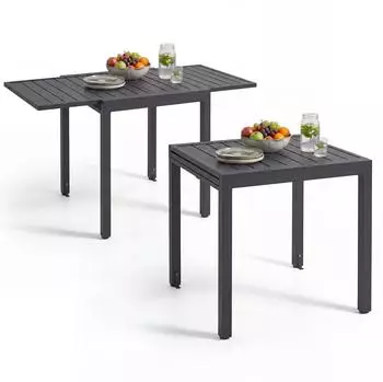 TecTake Campos Gartentisch Aluminium, ausziehbar, höhenverstellbar, dunkelgrau