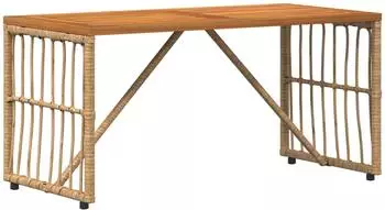 vidaXL Gartentisch Poly Rattan/Stahl, natur, 80x40x40cm (42025146)