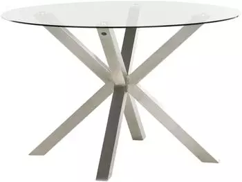 Beliani Maletto runder Gartentisch, Glas/Edelstahl, ⌀120cm