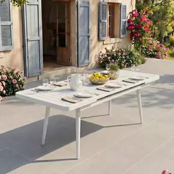 Idimex Sunny Gartentisch ausziehbar 150-200cm, weiß, Aluminium (800000613476)