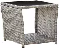 vidaXL Couchtisch Grau 45x45x40 cm Poly Rattan und Glas
