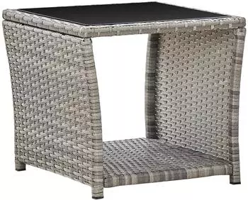 vidaXL Couchtisch grau 45x45x40cm Polyrattan und Glas (46068)