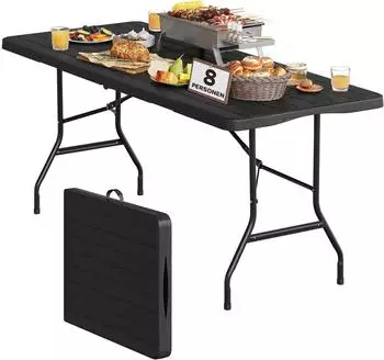 Woltu Klapptisch 180x74cm, HDPE+Metall, schwarz (W0UETT0977)