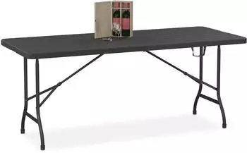 Relaxdays Gartentisch klappbar, rechteckig, 180x73x74cm, schwarz (Kunststoff/Metall)