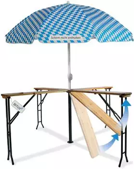 BITUXX Stehtisch Kreuzform klappbar 241cm mit Schirmst&auml;nder (18760)