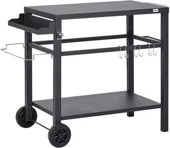 Beliani Staletti Garten-Servierwagen Metall, schwarz, 2 Etagen (522167)