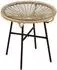 OKWISH Beistelltisch rund PE-Rattan/Glas beige 50x50x50cm