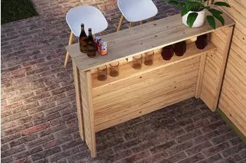Karibu Poolbar Stehtheke Holz 28mm mit integrierter Ablage (67485)
