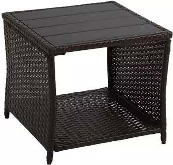 Relaxdays Balkontisch Polyrattan, 45x45cm
