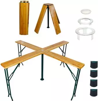 Chefgastro Bierzelttisch Quattro XXL klappbar, Holz, 240cm, 20 Personen (RXN2-02)