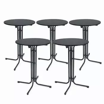 Trutzholm Stehtisch klappbar, 5er-Set, Ø 80cm, 110cm, anthrazit, MDF/Stahl (8958904)