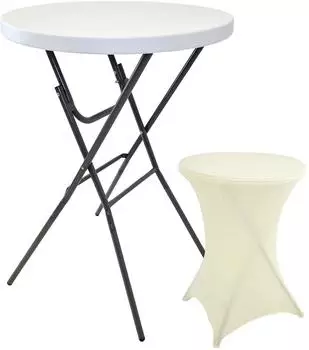 Trutzholm Stehtisch klappbar mit Husse, &Oslash; 80cm, H&ouml;he 110cm, beige (297903)