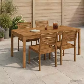 vidaXL Gartentisch Akazienholz massiv, natur, 180x88,5x75cm