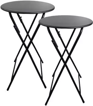 Chefgastro Stehtisch klappbar mit Husse, rund, schwarz, 2er-Set (RYL1-02)