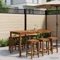 vidaXL Gartenbar-Tisch Natur 196 x 80,5 x 105 cm Massivholz Akazie