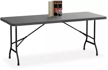 Relaxdays Klapptisch f&uuml;r 8 Personen, Kunststoff/Stahl, 180x74cm, grau (180x74)