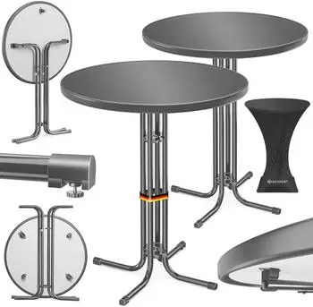 Kesser Stehtisch klappbar, rund, anthrazit, Ø80cm, 2er-Set