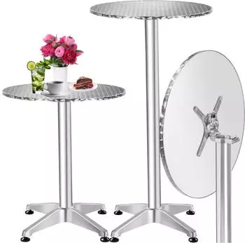 TecTake Alexander 5,8 cm Aluminium rund höhenverstellbar 60 x 75/115 cm