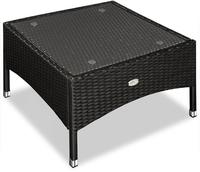 Beistelltisch Polyrattan Wetterfest H&ouml;henverstellbar Outdoor Glasplatte 80kg