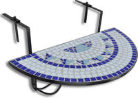 vidaXL Balkonh&auml;ngetisch Mosaik Blau und Wei&szlig;