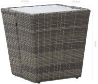 vidaXL Beistelltisch Grau 41,5x41,5x43 cm Poly Rattan und Hartglas