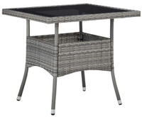 vidaXL Garten-Esstisch Grau Poly Rattan und Glas