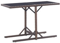vidaXL Gartentisch Braun 110&times;53&times;72 cm Glas und Poly Rattan