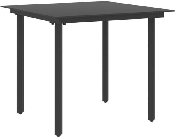 vidaXL Garten-Esstisch 80x80x74cm Stahl/Glas schwarz