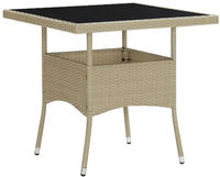 vidaXL Garten-Esstisch Beige Poly Rattan und Glas