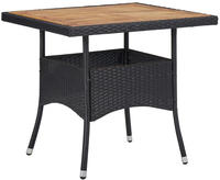 vidaXL Garten-Esstisch Schwarz Poly Rattan und Massivholz Akazie