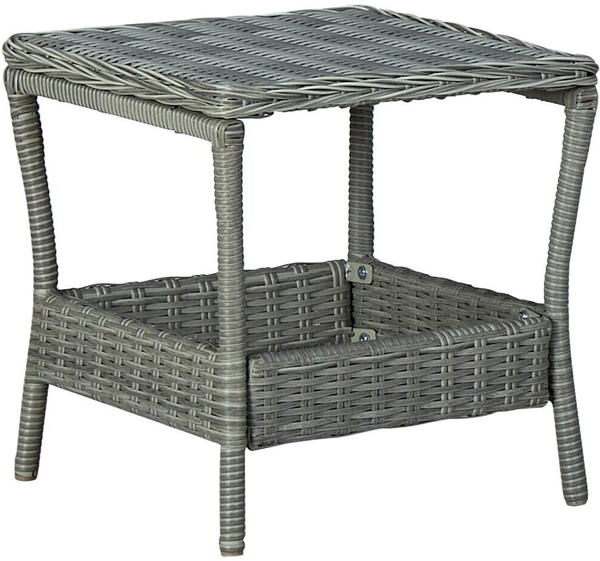 vidaXL Gartentisch 45x45x46,5cm Poly Rattan hellgrau