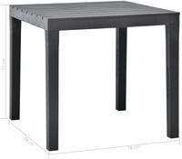vidaXL Gartentisch Anthrazit 78x78x72 cm Kunststoff