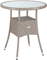 Gartentisch Polyrattan Wetterfest Rund Glas Tischplatte 80kg Belastbar Outdoor