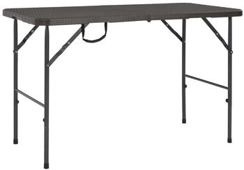 vidaXL Klappbarer Gartentisch HDPE Rattan-Look 120x60x74 cm braun