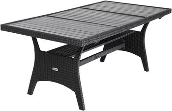 Casaria Polyrattan Tisch schwarz 190x90x75cm mit WPC Tischplatte (993347)