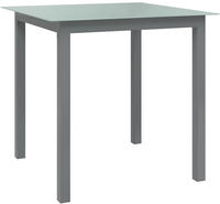 vidaXL Gartentisch Hellgrau 80x80x74 cm Aluminium und Glas