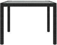 vidaXL Gartentisch Schwarz 190x90x75 cm Geh&auml;rtetes Glas Poly Rattan