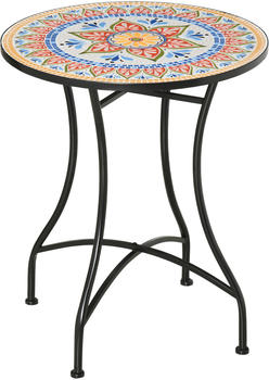Outsunny Bistro-Gartentisch Mosaik-Optik Ø60x71cm rot/blau/weiß