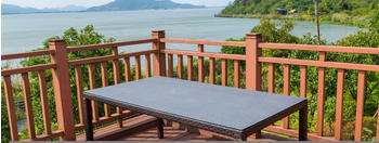 Outflexx Dining Tisch braun marmoriert Polyrattan 180x100cm Tischplatte Spraystone 6mm (20665)