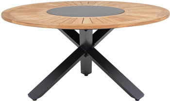 Outflexx Esstisch Ø150x76cm Edelstahl/FSC-Teakholz