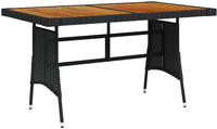 vidaXL Gartentisch Schwarz 130x70x72cm Poly Rattan & Massivholz Akazie