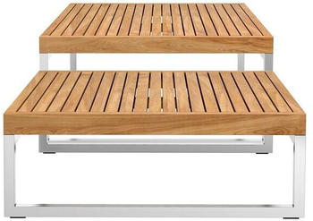 OUTLIV. Hawaii Loungetische 2er Set Edelstahl/Teak braun